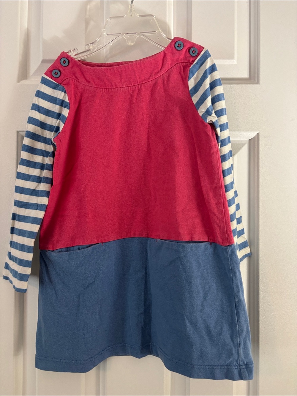 Mini Boden Pink and Blue Colorblocked Girls' Skirted Top